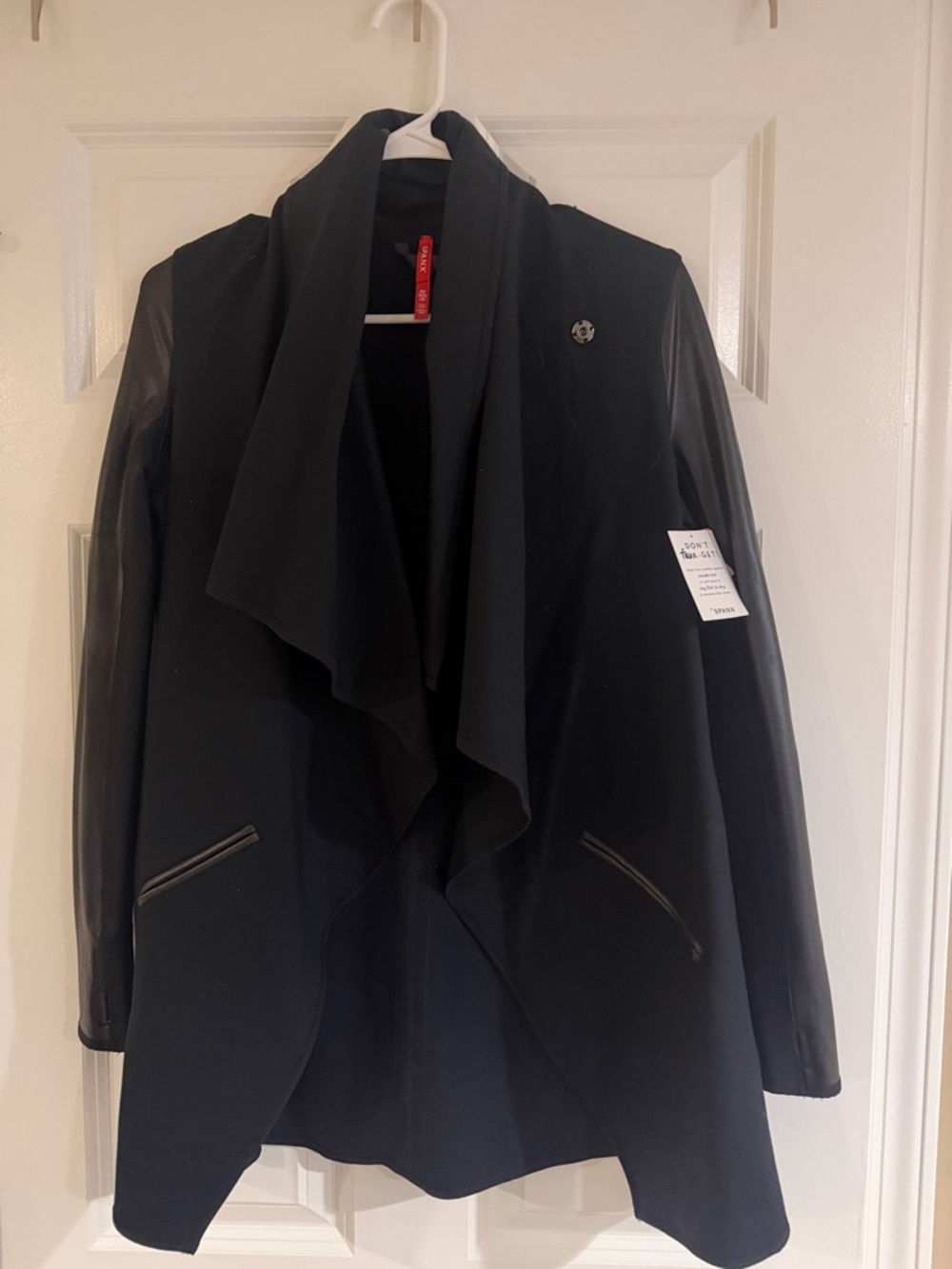 SPANX Black Draped Open-Front Trench Coat